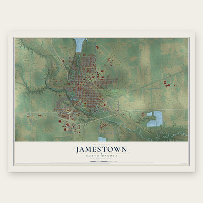 Jamestown, North Dakota map print, the full design