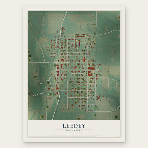 Leedey, Oklahoma map print, the full design