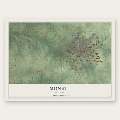 Monett, Missouri map print, the full design