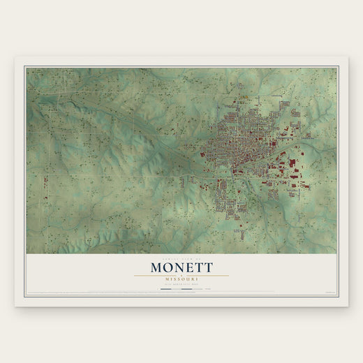 Monett, Missouri map print, the full design