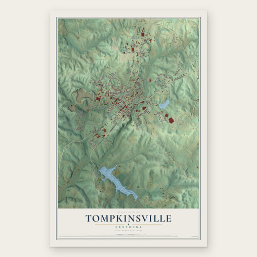 Tompkinsville, Kentucky map print, the full design