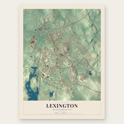 Lexington, Massachusetts map print, the full design