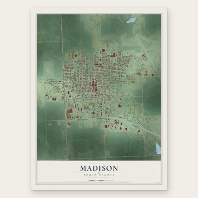 Madison, South Dakota map print, the full design