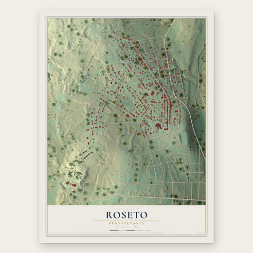 Roseto, Pennsylvania map print, the full design