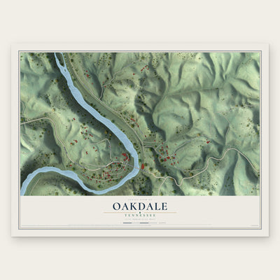Oakdale, Tennessee map print, the full design
