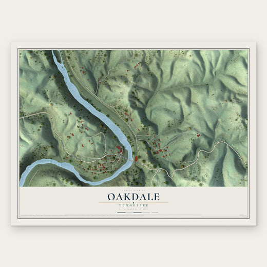 Oakdale, Tennessee map print, the full design