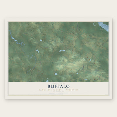 Buffalo, Marquette County, Wisconsin map print, the full design