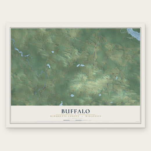 Buffalo, Marquette County, Wisconsin map print, the full design