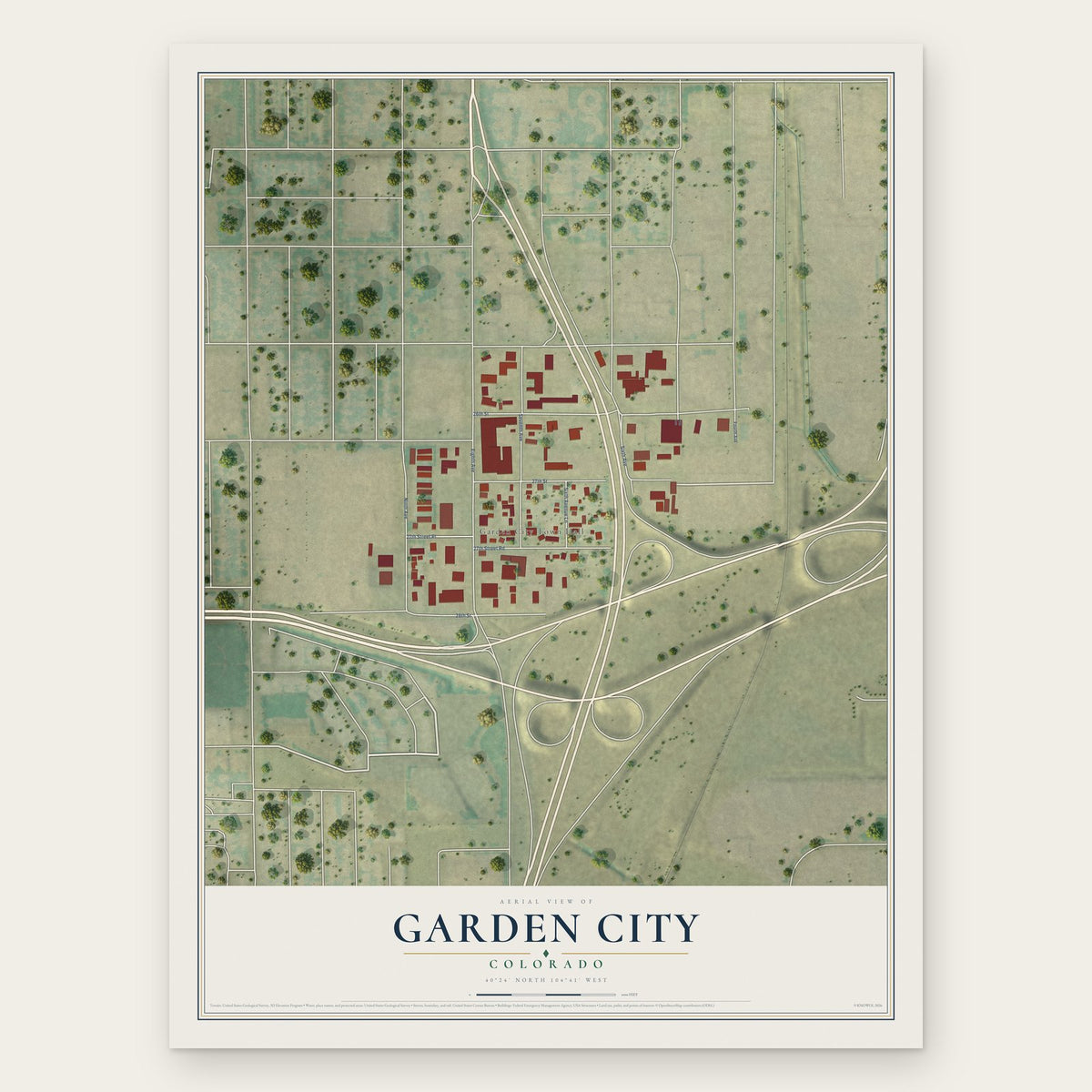Garden City, Colorado map print, the full design