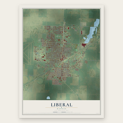 Liberal, Kansas map print, the full design