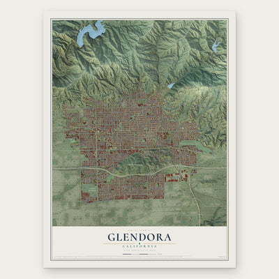 Glendora, California map print, the full design