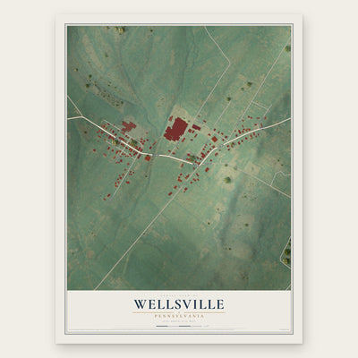 Wellsville, Pennsylvania map print, the full design