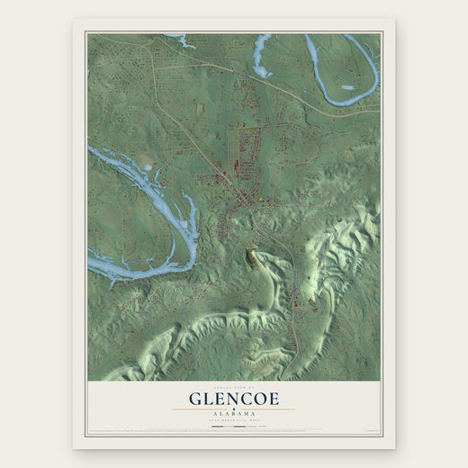 Glencoe, Alabama map print, the full design