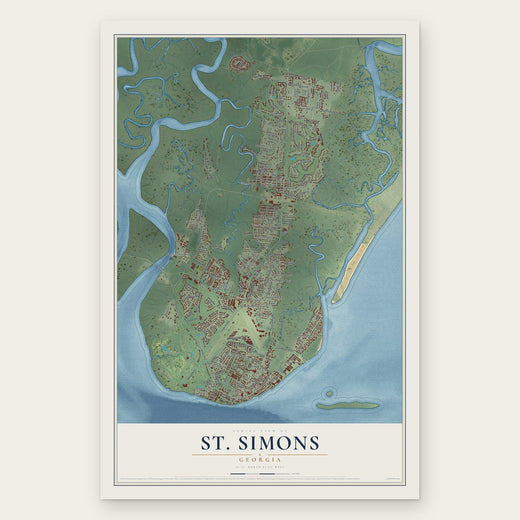 St. Simons, Georgia map print, the full design