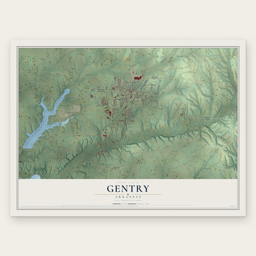 Gentry, Arkansas map print, the full design