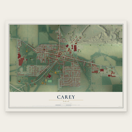 Carey, Ohio map print, the full design
