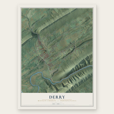 Derry, Mifflin County, Pennsylvania map print, the full design