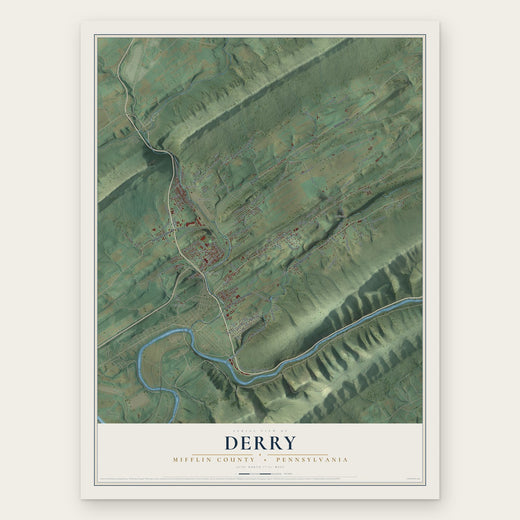 Derry, Mifflin County, Pennsylvania map print, the full design