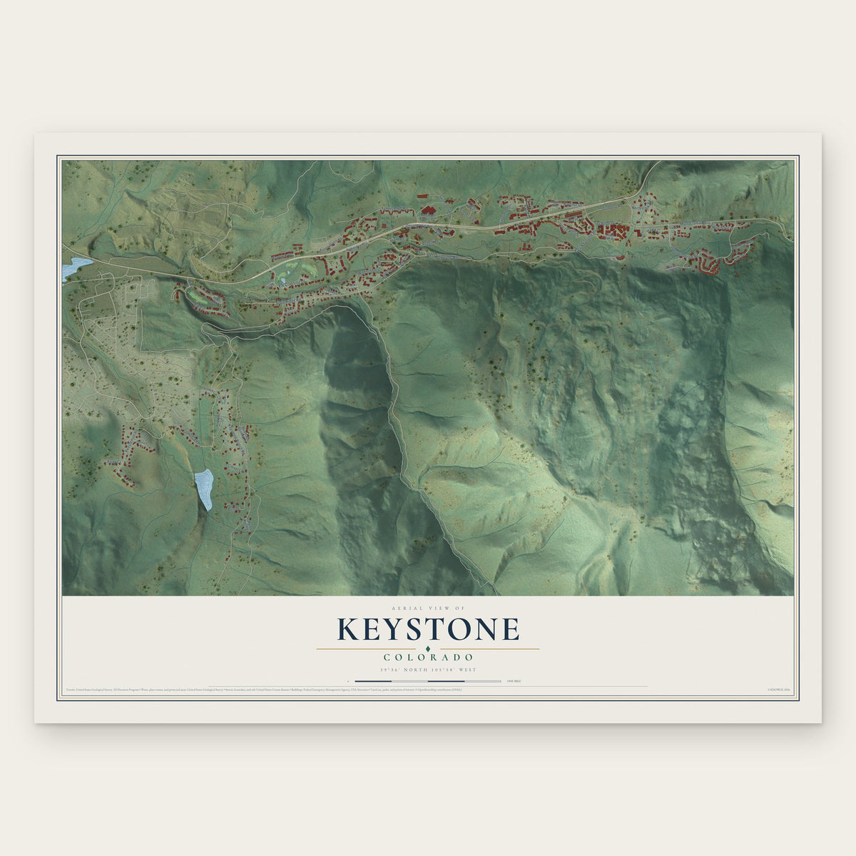 Keystone, Colorado map print, the full design