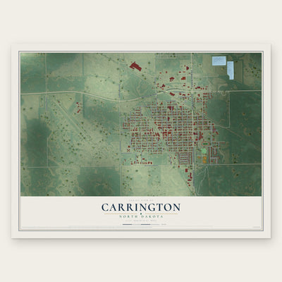 Carrington, North Dakota map print, the full design