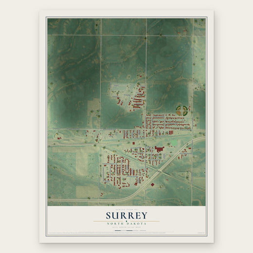 Surrey, North Dakota map print, the full design