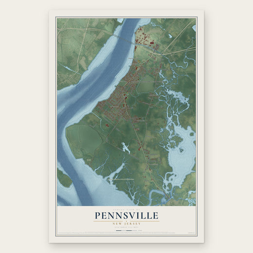 Pennsville, New Jersey map print, the full design