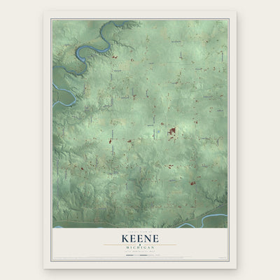 Keene, Michigan map print, the full design