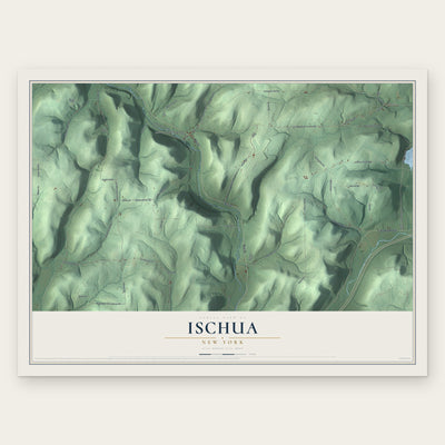 Ischua, New York map print, the full design