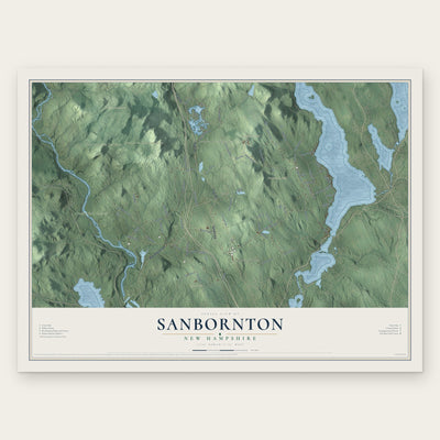 Sanbornton, New Hampshire map print, the full design