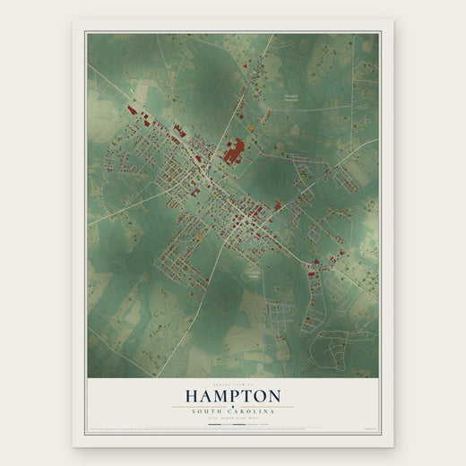 Hampton, South Carolina map print, the full design
