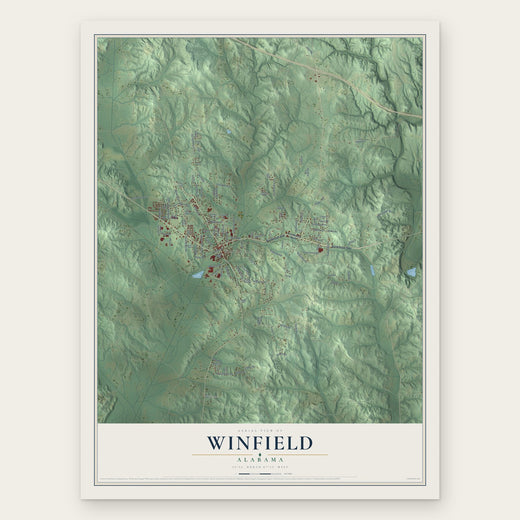 Winfield, Alabama map print, the full design