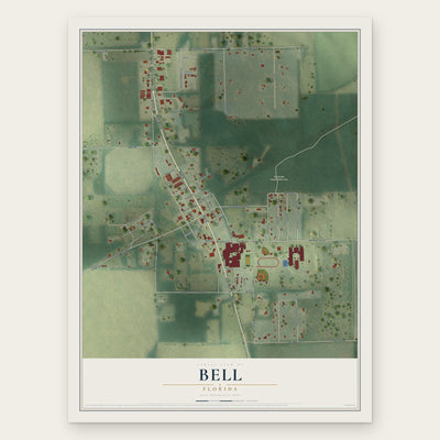 Bell, Florida map print, the full design