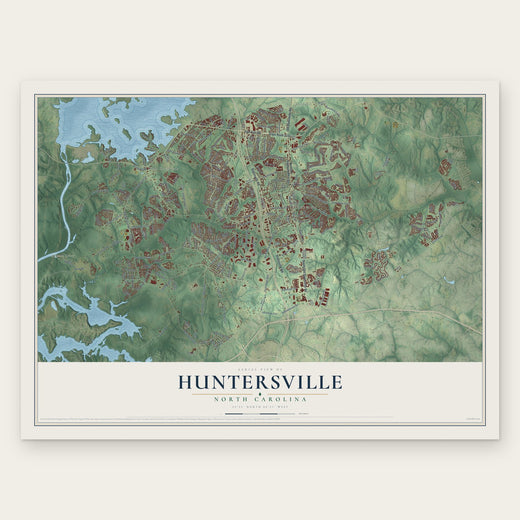 Huntersville, North Carolina map print, the full design