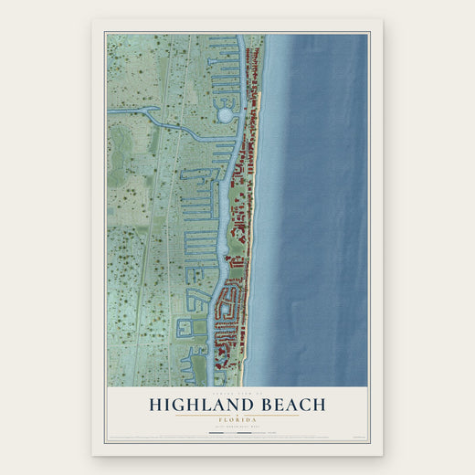Highland Beach, Florida map print, the full design
