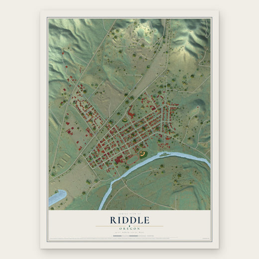 Riddle, Oregon map print, the full design