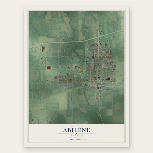 Abilene, Kansas map print, the full design