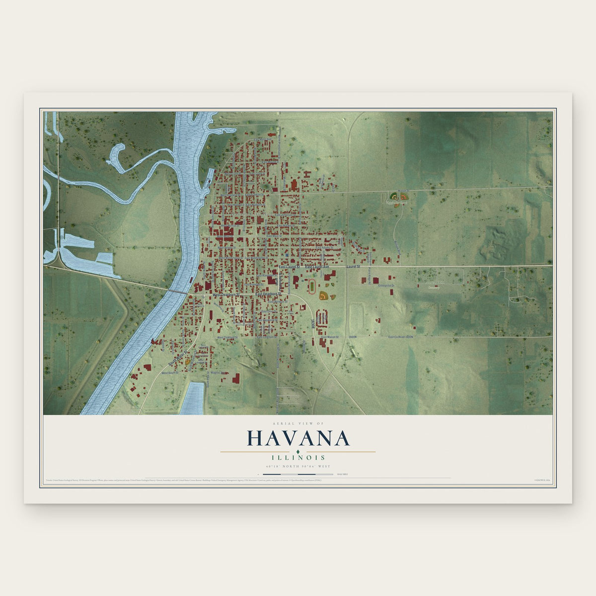 Havana, Illinois map print, the full design