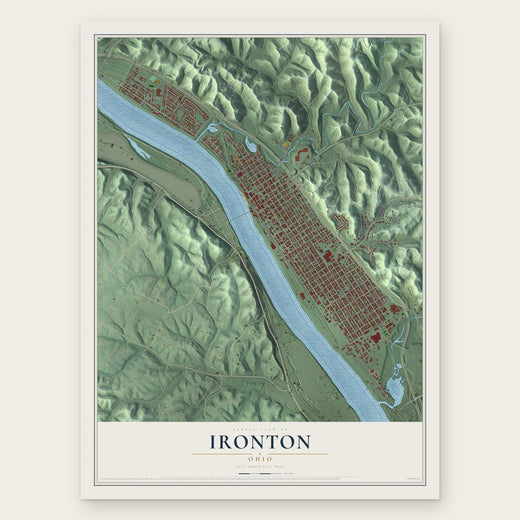 Ironton, Ohio map print, the full design
