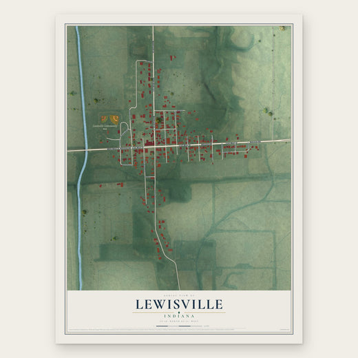 Lewisville, Indiana map print, the full design