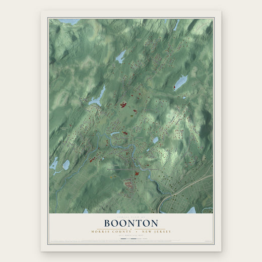 Boonton, Morris County, New Jersey map print, the full design
