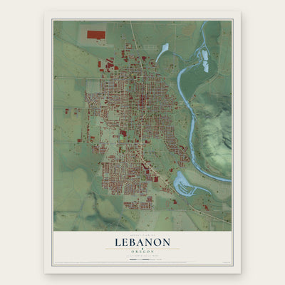 Lebanon, Oregon map print, the full design