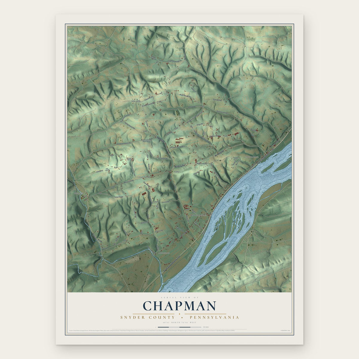 Chapman, Snyder County, Pennsylvania map print, the full design