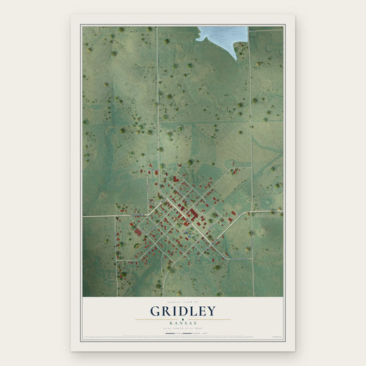 Gridley, Kansas map print, the full design