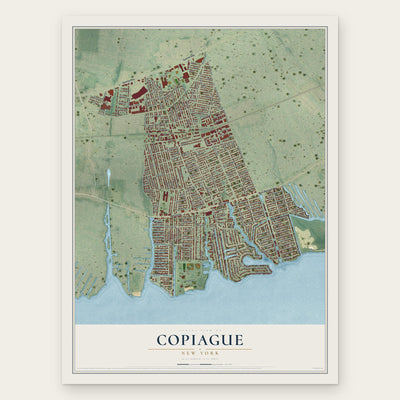 Copiague, New York map print, the full design