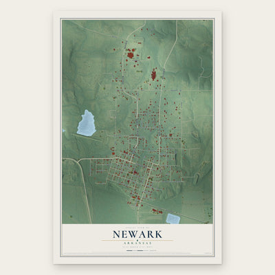 Newark, Arkansas map print, the full design