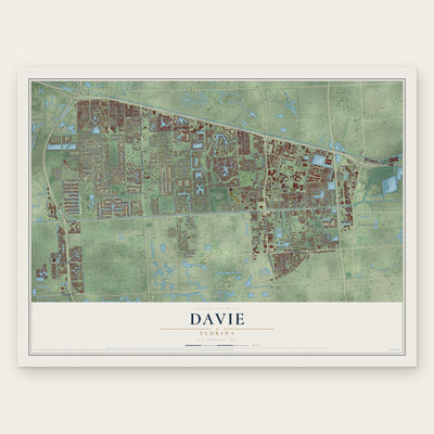 Davie, Florida map print, the full design