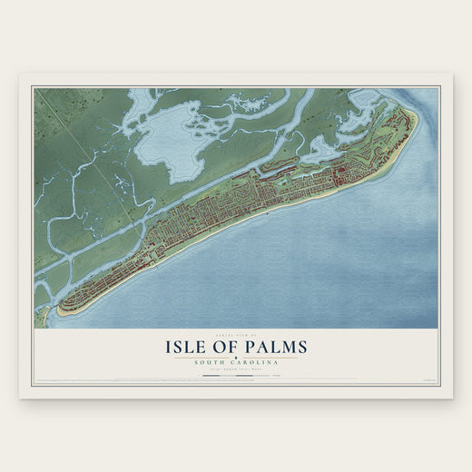 Isle of Palms, South Carolina map print, the full design