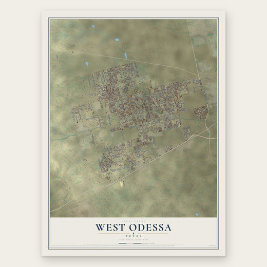 West Odessa, Texas map print, the full design