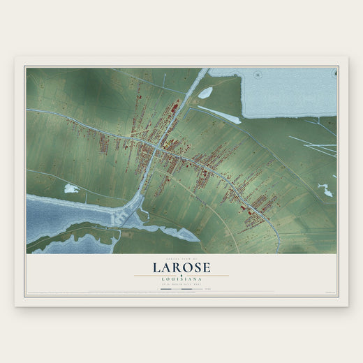 Larose, Louisiana map print, the full design
