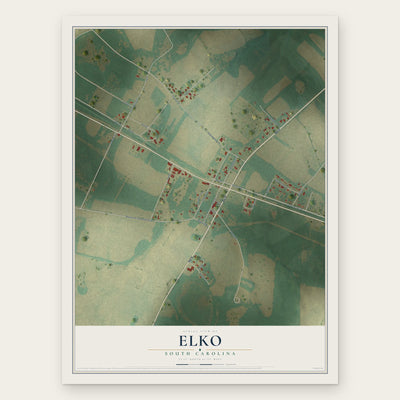 Elko, South Carolina map print, the full design